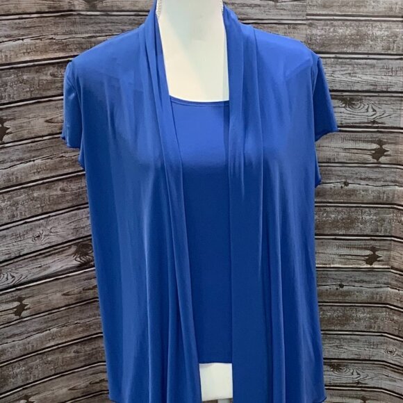 SUSAN LAWRENCE Bright Blue Blouse with Lace Back - Picture 3 of 8